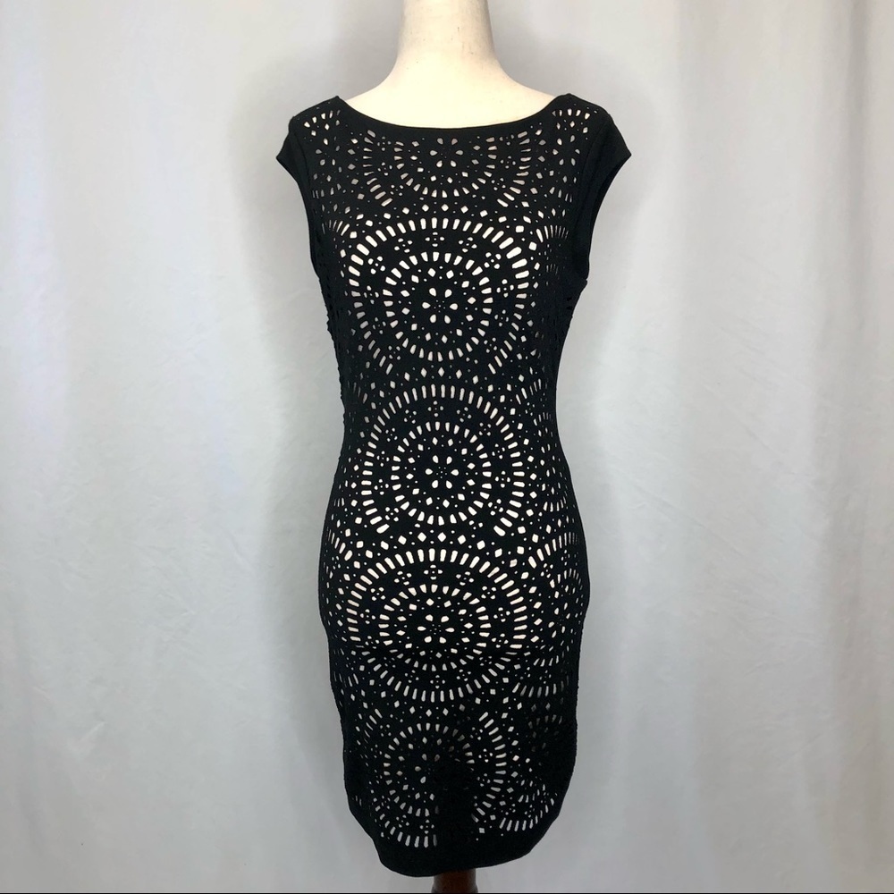 Zara B&W Collection laser cut bodycon dress S